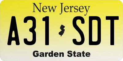 NJ license plate A31SDT