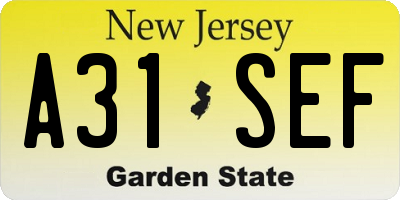 NJ license plate A31SEF