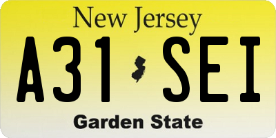 NJ license plate A31SEI