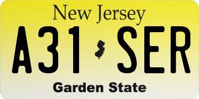 NJ license plate A31SER