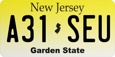 NJ license plate A31SEU