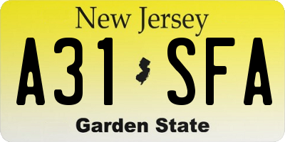 NJ license plate A31SFA