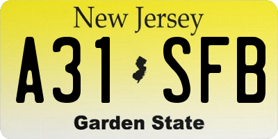 NJ license plate A31SFB