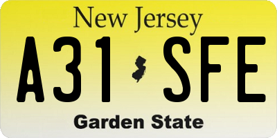 NJ license plate A31SFE