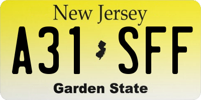 NJ license plate A31SFF