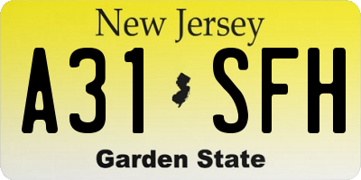NJ license plate A31SFH