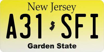 NJ license plate A31SFI