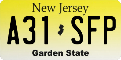 NJ license plate A31SFP