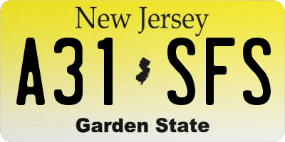 NJ license plate A31SFS