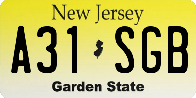 NJ license plate A31SGB