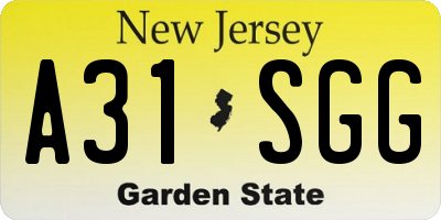 NJ license plate A31SGG