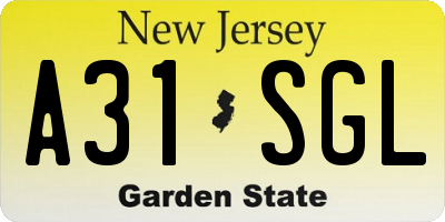 NJ license plate A31SGL
