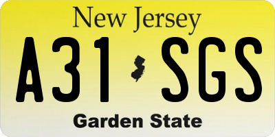 NJ license plate A31SGS