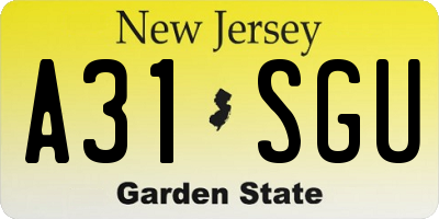 NJ license plate A31SGU