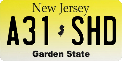 NJ license plate A31SHD