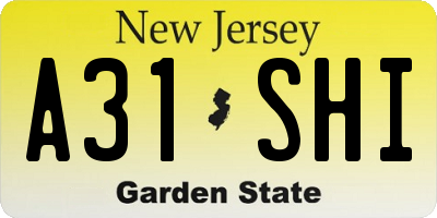 NJ license plate A31SHI