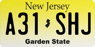NJ license plate A31SHJ