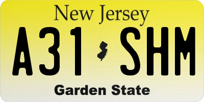 NJ license plate A31SHM