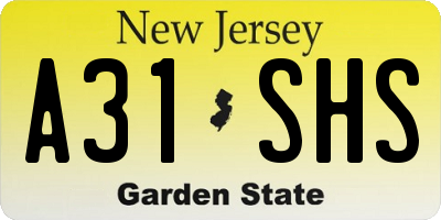 NJ license plate A31SHS