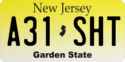 NJ license plate A31SHT