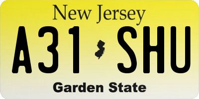 NJ license plate A31SHU
