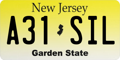 NJ license plate A31SIL