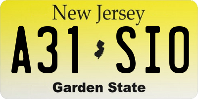 NJ license plate A31SIO