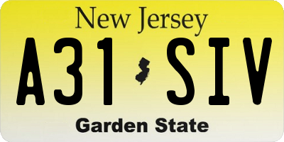 NJ license plate A31SIV