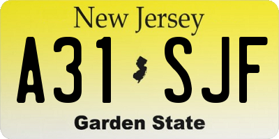 NJ license plate A31SJF