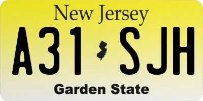 NJ license plate A31SJH