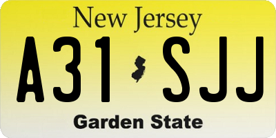 NJ license plate A31SJJ