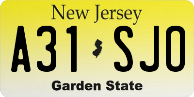NJ license plate A31SJO