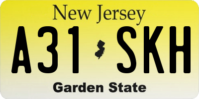 NJ license plate A31SKH