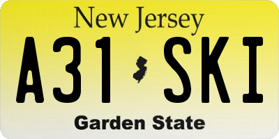 NJ license plate A31SKI