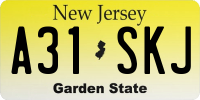 NJ license plate A31SKJ