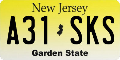 NJ license plate A31SKS