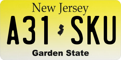 NJ license plate A31SKU