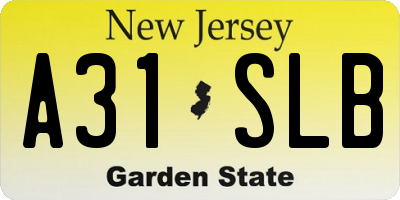 NJ license plate A31SLB