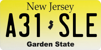 NJ license plate A31SLE