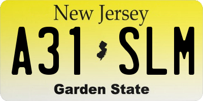 NJ license plate A31SLM
