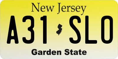 NJ license plate A31SLO
