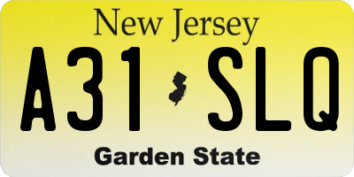NJ license plate A31SLQ