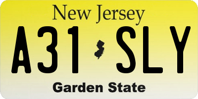 NJ license plate A31SLY