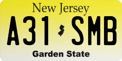 NJ license plate A31SMB