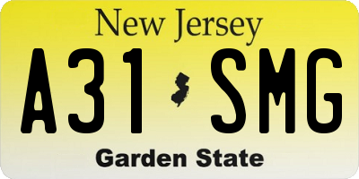 NJ license plate A31SMG