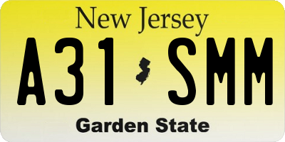 NJ license plate A31SMM