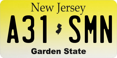 NJ license plate A31SMN