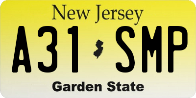 NJ license plate A31SMP