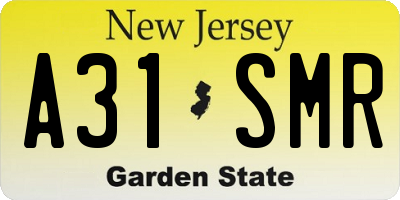 NJ license plate A31SMR