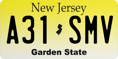 NJ license plate A31SMV